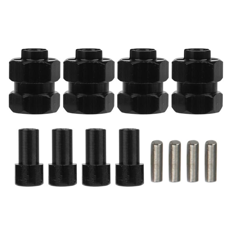 4Pcs Metal Extended 7MM Hex Wheel Hubs Combiner +4MM for AXIAL SCX24 90081 AXI00001 1/24 RC Crawler Car Upgrade Parts ( Color : Black )