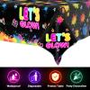 1 Pack Let's Glow Tablecloth- Neon Party Table Cover, Disposable Plastic Rectangle Glow in the Dark Tables Cloth for Neon Black Light Glow Party Tables Decorations and Parties Supplies, 51 x 86 Inch view 4