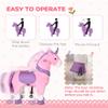 Qaba Ride On Real Walking Unicorn with Sparkly Horn, Soft Plush Ride On Rocking Horse Bearing 176lbs, Imaginative Interactive Toy for Kids, Unicorn Gifts view 4