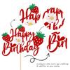 1 PCS Strawberry Happy Birthday Cake Topper with Glitter Flower Fruit Theme Birthday Berrry Cake Pick Decorations for Strawberry Theme Baby Shower Kids Birthday Party Cake Decorations Supplies view 3