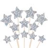 30 PCS Silver Little Star Cupcake Toppers Glitter Twinkle Star Cupcake Picks Bridal Shower Cake Decorations for Wedding Engagement Baby Shower Kids Birthday Party Supplies Mixed Size view 1
