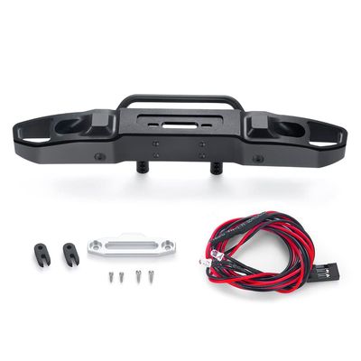 MOHERO Metal RC Front Bumper with Lights for 1/10 Axial SCX10 III AXI03006 Gladiator AXI03007 Wrangler RC Crawler Car Accessories