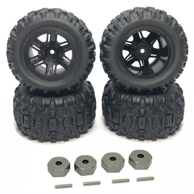 Greendhat 4Pcs Rubber Tire Tyre Wheel for MJX Hyper Go H16H H16H H16E H16P 1/16 RC Car Upgrade Parts Spare Accessories ( Color : Black )