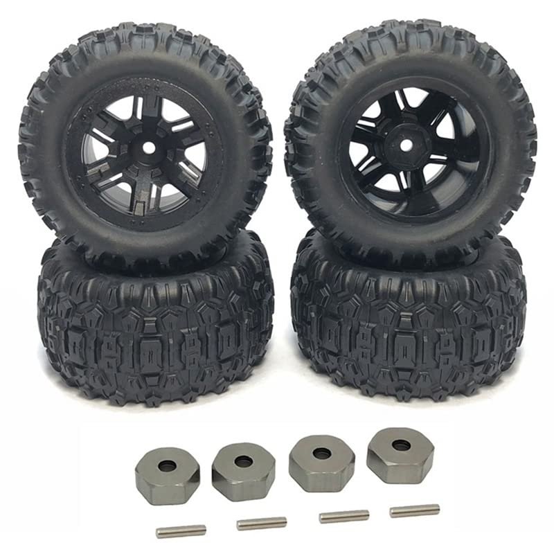 Greendhat 4Pcs Rubber Tire Tyre Wheel for MJX Hyper Go H16H H16H H16E H16P 1/16 RC Car Upgrade Parts Spare Accessories ( Color : Black )