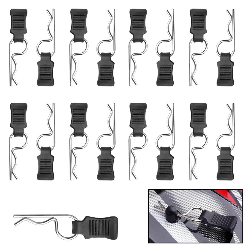 50 Pieces HobbyPark Universal RC Body Clips w/Pull Tabs Car Clips R Clips for All 1/10 1/12 Scale Redcat HPI HSP Exceed RC Car Parts Truck Buggy Shell Replacement, Silver