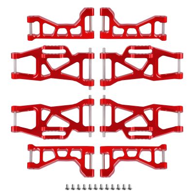 Hobbypark Front & Rear Aluminum Suspension Arms Set for Traxxas Maxx V1 Upgrades Replace 8929 8930 (Red)