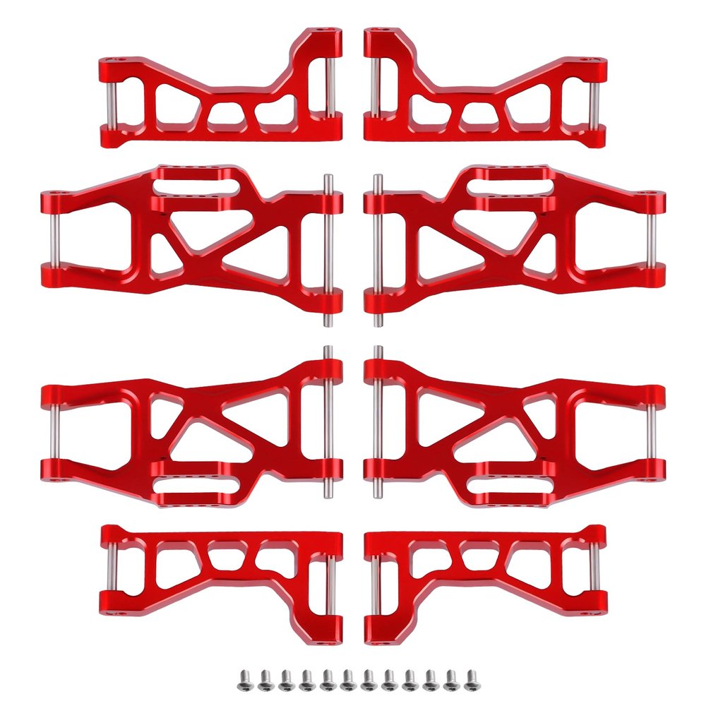 Hobbypark Front & Rear Aluminum Suspension Arms Set for Traxxas Maxx V1 Upgrades Replace 8929 8930 (Red)