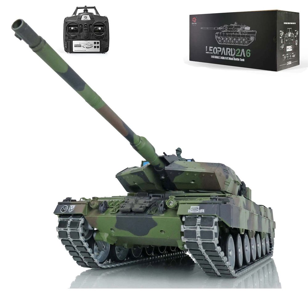 TOUCAN RC HOBBY Henglong 1/16 7.0 Leopard2A6 RC Tank 3889 Barrel Recoil Metal Tracks W/Rubbers