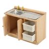 1:12 Miniature Kitchen Sink, Dollhouse Miniature Furniture Miniature Dish Washing Table Bathroom Kitchen Sink with Cabinet Basin Set Mini Furniture Solid Wood Miniature Model view 3