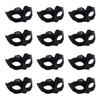 Honbay 12PCS Plastic Mini Mask Supper Small Masquerade Mask Decorative Cake Toppers for Mardi Gras Halloween Party Decor (Black) view 1