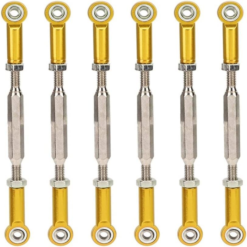 GORHLady RC Car Turnbuckle Rod, Adjustable Turnbuckle Rod Linkage, 88mm Push Rod Durable RC Truck 1/10 1/8 RC Buggy for RC Car Model-Golden