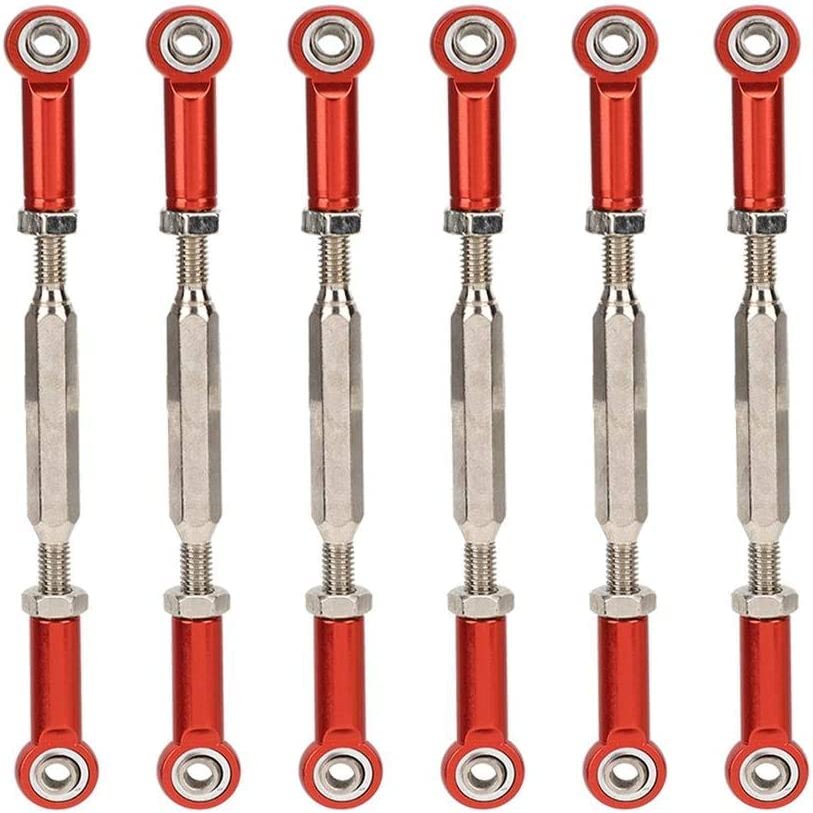 GORHLady RC Car Turnbuckle Rod, Adjustable Turnbuckle Rod Linkage, 88mm Push Rod Durable RC Truck 1/10 1/8 RC Buggy for RC Car Model-Red