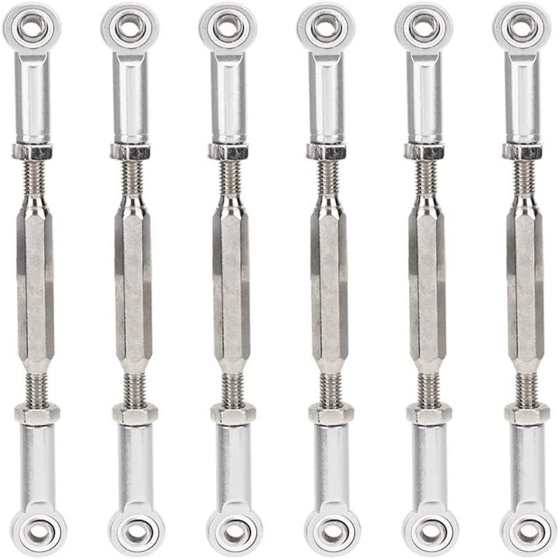 GORHLady RC Car Turnbuckle Rod, Adjustable Turnbuckle Rod Linkage, 88mm Push Rod Durable RC Truck 1/10 1/8 RC Buggy for RC Car Model-Silver