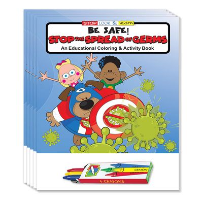 ZOCO Stop the Spread Coloring Books for Kids (50 Bulk Pack, With Crayons) Public Health Handouts for Schools, Pediatricians & Pharmacies HandWashing, Cough/Sneeze Hygiene Activities