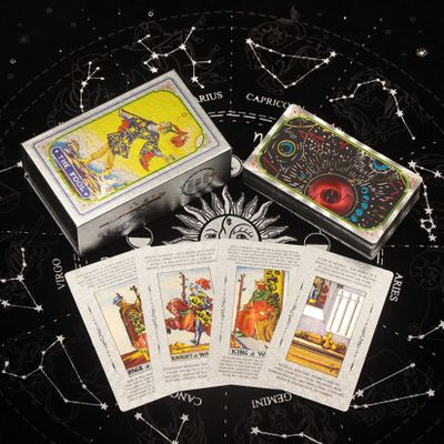 Jayiaine Tarot Cards Deck, Water Proof with Guidebook Divination Cards, 80 Fortune Telling Game Set for Family Reunion Beginners Expert Readers for Christmas Birthday, Silver