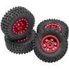 4Pack HIRCQOO 1.0" SCX24 Beadlock Wheels 7mm Hex Wheel Rims & Rubber Crawler Tires Set Compatible with Axial SCX24 1/24 Deadbolt AXI00002 AXI90081 AXI00002V2 RC Crawler Car (Red) view 2