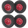 4Pack HIRCQOO 1.0" SCX24 Beadlock Wheels 7mm Hex Wheel Rims & Rubber Crawler Tires Set Compatible with Axial SCX24 1/24 Deadbolt AXI00002 AXI90081 AXI00002V2 RC Crawler Car (Red) view 3