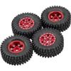 4Pack HIRCQOO 1.0" SCX24 Beadlock Wheels 7mm Hex Wheel Rims & Rubber Crawler Tires Set Compatible with Axial SCX24 1/24 Deadbolt AXI00002 AXI90081 AXI00002V2 RC Crawler Car (Red) view 4