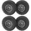 4Pack HIRCQOO 1.0" SCX24 Beadlock Wheels 7mm Hex Wheel Rims & Rubber Crawler Tires Set Compatible with Axial SCX24 1/24 Deadbolt AXI00002 AXI90081 AXI00002V2 RC Crawler Car (Black) view 1