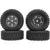 4Pack HIRCQOO 1.0" SCX24 Beadlock Wheels 7mm Hex Wheel Rims & Rubber Crawler Tires Set Compatible with Axial SCX24 1/24 Deadbolt AXI00002 AXI90081 AXI00002V2 RC Crawler Car (Black) view 2