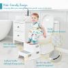 Forbena Toddler Step Stool for Bathroom Sink, 2 Step Stool for Kids Toilet Potty Training, Non-Slip Toddlers Baby Child Kid Plastic Poop Stools with Handle for Kitchen Counter Bed (White-Grey) view 3