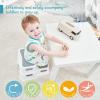 Forbena Toddler Step Stool for Bathroom Sink, 2 Step Stool for Kids Toilet Potty Training, Non-Slip Toddlers Baby Child Kid Plastic Poop Stools with Handle for Kitchen Counter Bed (White-Grey) view 4