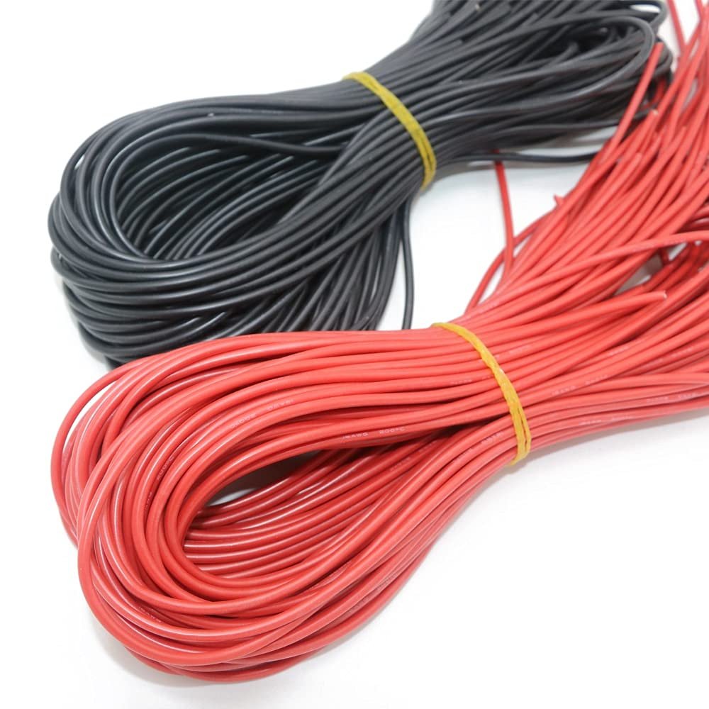 KEYESMINER RC Helicopter Accessories 10 Meter/lot Wire Silicone 10 12 14 16 18 20 22 24 26 28 30AWG 5m red and 5m Black Color Replacement (Color : 8 AWG)