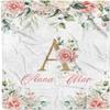 Honestchi Floral Personalized Baby Blankets for Girls - Custom Baby Girl Blanket - Customized Baby Gifts with Name - Soft, Lightweight & Giftable view 1