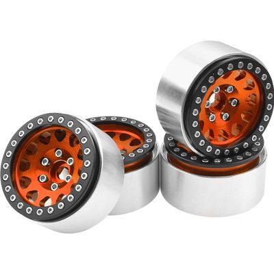 4Pack Vgoohobby Alloy 1.9" RC Beadlock Wheels Rims 12-Spoke Thickness 30mm Compatible with Axial SCX10 D90 Traxxas TRX4 RedCat Gen8 Tamiya CC01 1/10 RC Crawler Car (Orange)