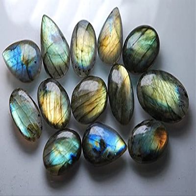 13 Pieces, Flash Rainbow Yellow Flash Labradorite Smooth Large Cabuchon 30-41mm