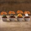 24pcs Happy Halloween Cupcake Toppers - Orange Spider Web Glitter Cupcake Picks for Halloween Theme Baby Shower Birthday Party Cake Decorations view 4
