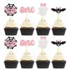 24Pcs Halloween Spooky One Cupcake Toppers Pink Bat Boo Girl First Birthday Cupcake Picks for Halloween Theme Girl Kids First Birthday Party Decorations Supplies view 1