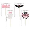 24Pcs Halloween Spooky One Cupcake Toppers Pink Bat Boo Girl First Birthday Cupcake Picks for Halloween Theme Girl Kids First Birthday Party Decorations Supplies view 2