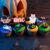 24Pcs Halloween Spooky One Cupcake Toppers Pink Bat Boo Girl First Birthday Cupcake Picks for Halloween Theme Girl Kids First Birthday Party Decorations Supplies view 4
