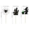 24Pcs Happy Halloween Cupcake Toppers - Glitter Witch House Spider Picks for Theme Boys Girl Kids First Birthday Party Decorations Supplies view 2