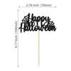 24Pcs Happy Halloween Cupcake Toppers - Black Spider Web Glitter Picks for Halloween Theme Baby Shower Birthday Party Cake Decorations Supplies view 2