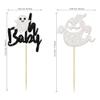 24Pcs Halloween Oh Baby Cupcake Toppers Black White Little Boo Cupcake Picks for Halloween Theme Kids Babyshower Party Decorations Supplies view 2