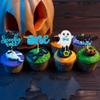 24Pcs Halloween Spooky One Cupcake Toppers Blue Bat Boo Boy First Birthday Cupcake Picks for Halloween Theme Boy Kids First Birthday Party Decorations Supplies view 4
