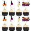 24Pcs Hocus Pocus Cupcake Toppers Glitter Witch Hair Hat Halloween Cupcake Picks for Halloween Theme Baby Shower Kids Boys Girls Birthday Party Cake Decorations Supplies view 1
