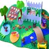 Farm Felt Play Mat with 14 Animals Barnyard Waldorf Play Set Small World for Kids Pretend Play Travel Educational Toy Playscape Busy Toddler (Without Animals) view 1