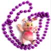 Bobble Head Pig Bead Necklace New Orleans Mardi Gras Cajun Carnival Favor Festival view 1