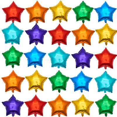 18 Inch Star Foil Balloons, 50pcs Multi Mylar Helium Rainbow Balloons for Party Decoration