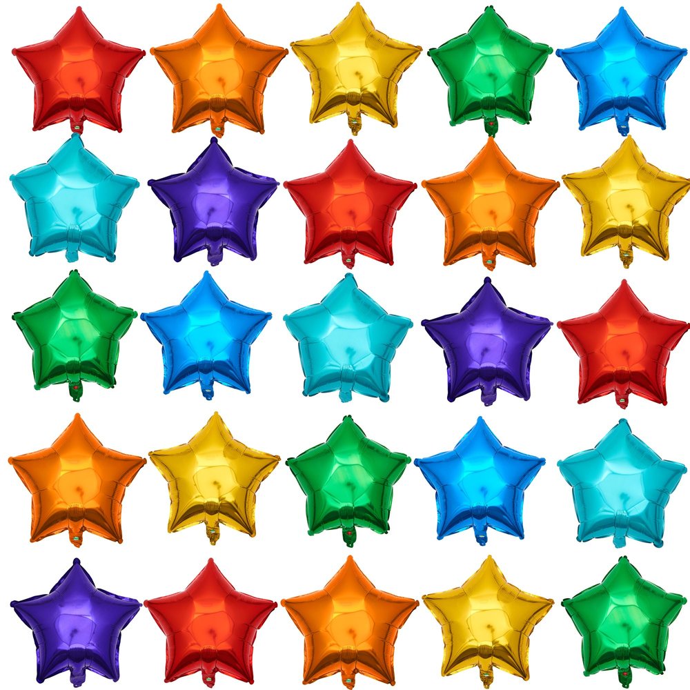 18 Inch Star Foil Balloons, 50pcs Multi Mylar Helium Rainbow Balloons for Party Decoration