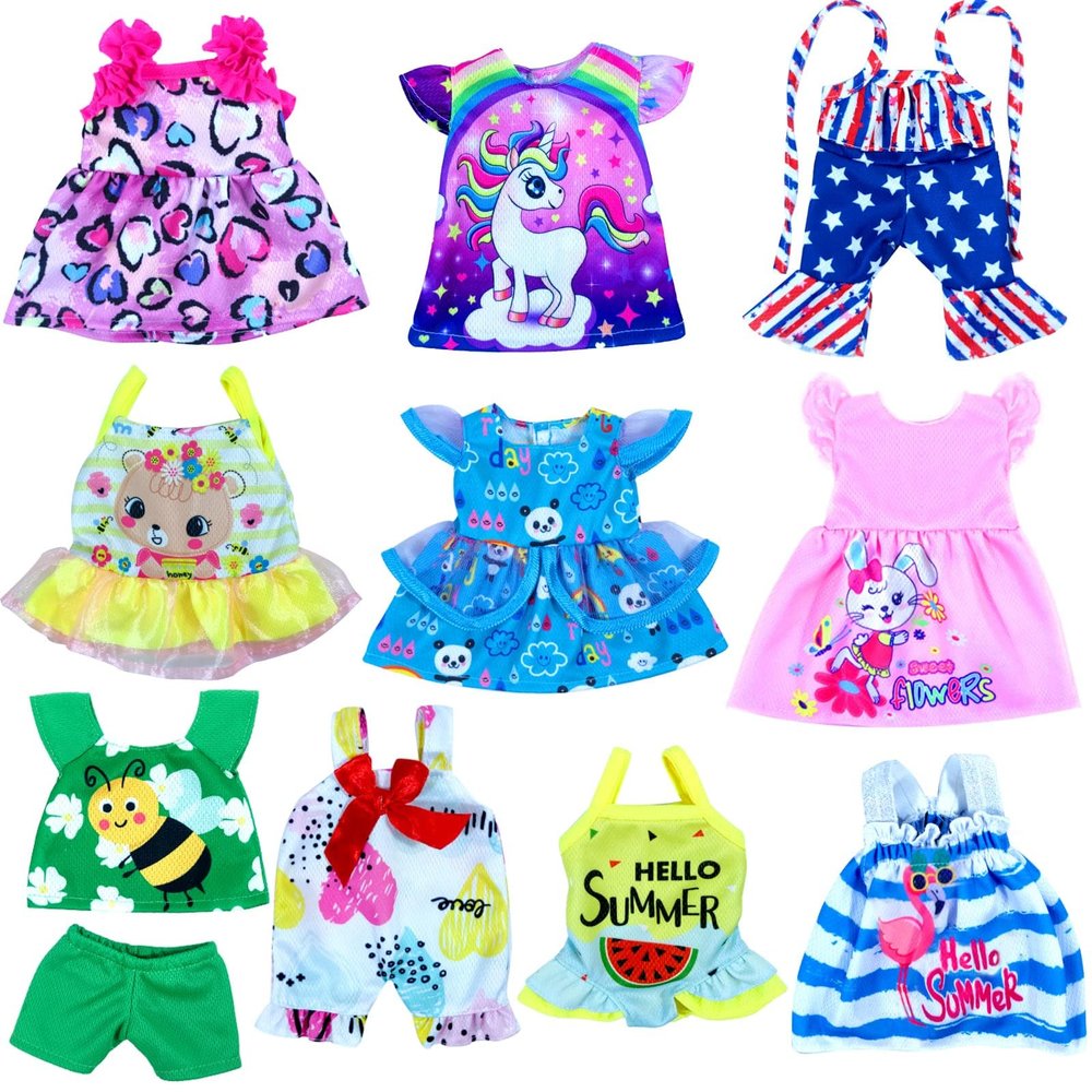 WONDOLL 12 inch Alive Baby Doll-Clothes and Accessories - 10 Sets Clothes for 10-12 Inch Dolls, Baby Doll Clothes Dress Outfits Accessories Christmas Birthday Gift for Kids
