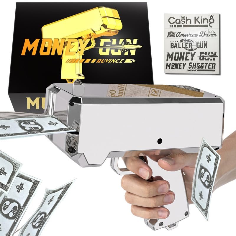 Money Gun Shooter RUVINCE Money Gun for Movies That Look Real, Prop Gun Make it Rain, Handheld Cash Gun for Game Movies Party