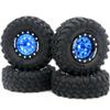 HOBBYSOUL RC 1.0 Tires & Heavy Adjustable Offset 1.0 Beadlock Wheels Black Blue for 1/24 RC Crawler Car Truck Axial SCX24 Upgrade,(4-Pack, Assembled) view 1