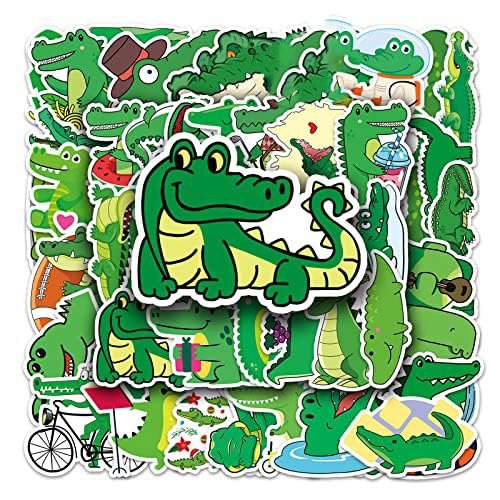 50Pcs Crocodile Stickers Cute Cartoon Animal Stickers for Laptop Skateboard Bicycle Water Bottle Scrapbook Cars Phone Guitar Suitcase Luggage,Vinyl Waterproof Alligator Stickers for Teens Kids Boys