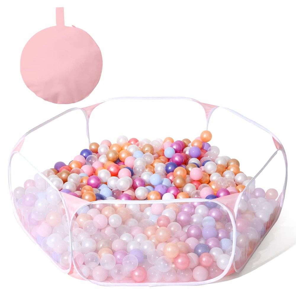 Kids Ball Pit Large Pop Up Children Ball Play Tent for Toddlers Girls Boys for Indoor Outdoor Baby Playpen with Carry Tote, Balls Not Included (Pink)