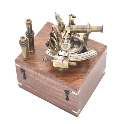 Royalmart Nautical Sextant Antique Astrolabe Ship Navigation Instrument Celestial & Nautical Sextant with Two Extra Sighting Telescope/Astrolabes Sextant Tool (5" Compass Antique)