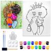 11x14 Canvas Paint Kit | Pre Drawn Stretched Cotton Canvas | Birthday Gift | Adult Sip and Paint Party Favor | Afro Besties Sisters 11x14 view 1